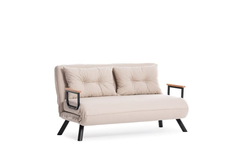 Alfredton 2-sits Bäddbar Fällbar Bäddsoffa i Tyg med Metallben - Ljusbeige - Möbler - Vardagsrum - Bäddsoffor