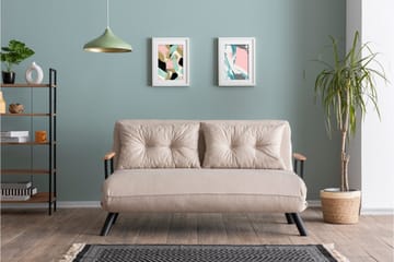 Alfredton 2-sits Bäddbar Fällbar Bäddsoffa i Tyg med Metallben - Ljusbeige - Möbler - Vardagsrum - Bäddsoffor