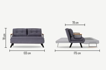 Alfredton Bäddsoffa 2-sits 120x185 - Grå - Möbler - Vardagsrum - Bäddsoffor