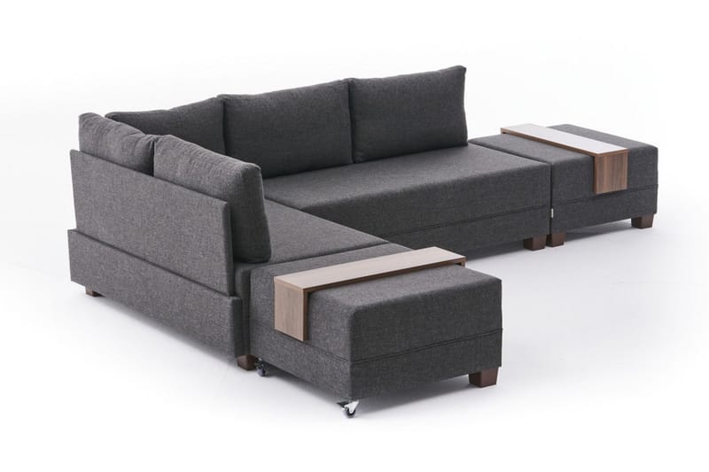 Algeria Bäddsoffa m. Divan 4-sits 140x190 - Antracit - Möbler - Vardagsrum - Bäddsoffor