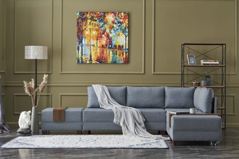 Algeria Bäddsoffa m. Divan 4-sits 140x190 - Blå - Möbler - Vardagsrum - Bäddsoffor