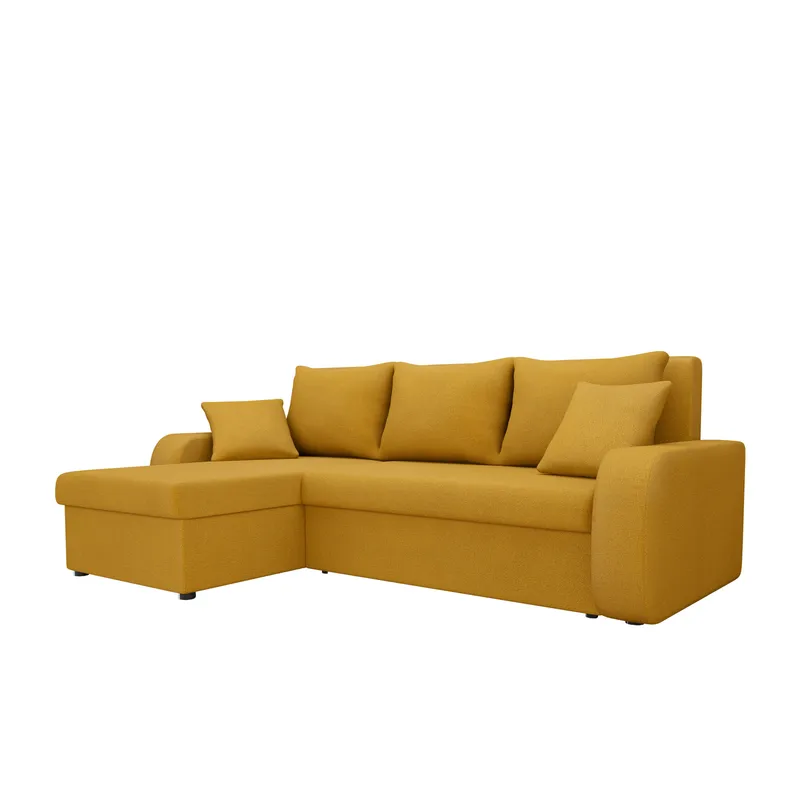 Alvared 3-sits Bäddsoffa divan vänster med förvaring, gul