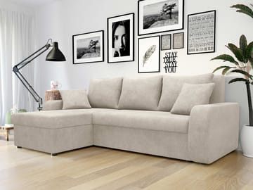 Alvared 3-sits Bäddsoffa med Divan Vänster - Beige - Möbler - Vardagsrum - Bäddsoffor - Hörnbäddsoffa