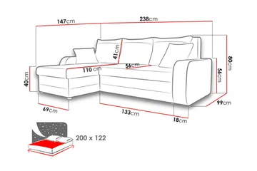 Alvared 3-sits Hörnbäddsoffa Universal - Beige/Brun - Möbler - Vardagsrum - Bäddsoffor