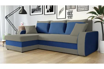 Alvared 3-sits Hörnbäddsoffa Universal - Grå/Blå - Möbler - Vardagsrum - Bäddsoffor