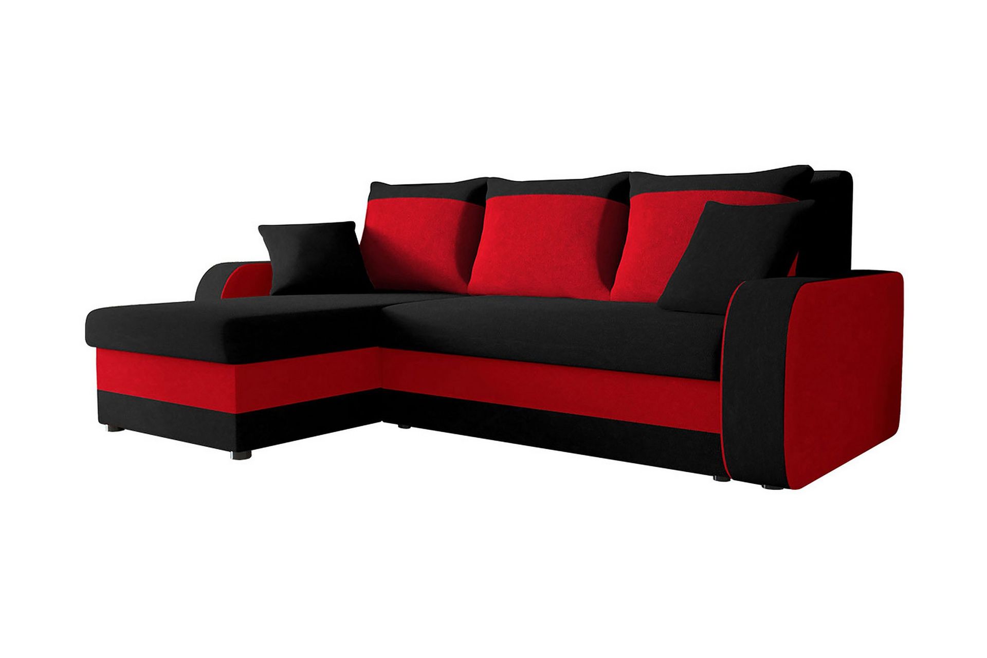 Alvared 3-sits H&ouml;rnb&auml;ddsoffa Universal - Gr&aring;/R&ouml;d