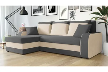 Alvared 3-sits Hörnbäddsoffa Universal - Grå/Vit - Möbler - Vardagsrum - Bäddsoffor