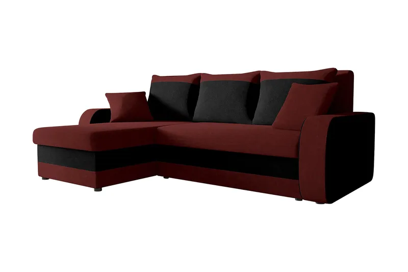 Alvared 3-sits Hörnbäddsoffa Universal - Röd/Svart - Möbler - Vardagsrum - Bäddsoffor