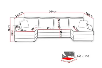 Alvared 4-sits Bäddsoffa med Dubbeldivan med Förvaring - Röd - Möbler - Vardagsrum - Bäddsoffor - U bäddsoffa