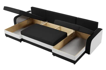 Alvared 4-sits Bäddsoffa med Dubbeldivan med Förvaring - Sammet/Beige - Möbler - Vardagsrum - Bäddsoffor - U bäddsoffa