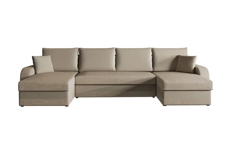 Alvared 4-sits Bäddsoffa med Dubbeldivan med Förvaring - Sammet/Beige - Möbler - Vardagsrum - Bäddsoffor - U bäddsoffa