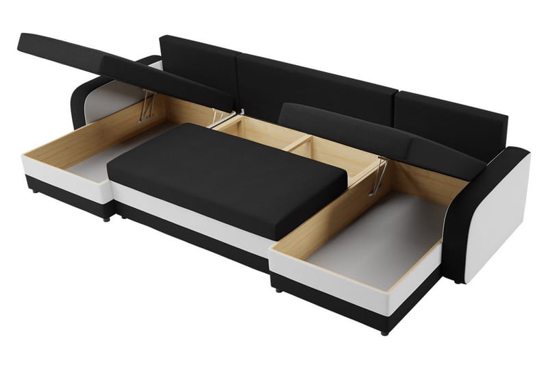 Alvared 4-sits Bäddsoffa med Dubbeldivan med Förvaring - Sammet/Brun/Beige - Möbler - Vardagsrum - Bäddsoffor - U bäddsoffa