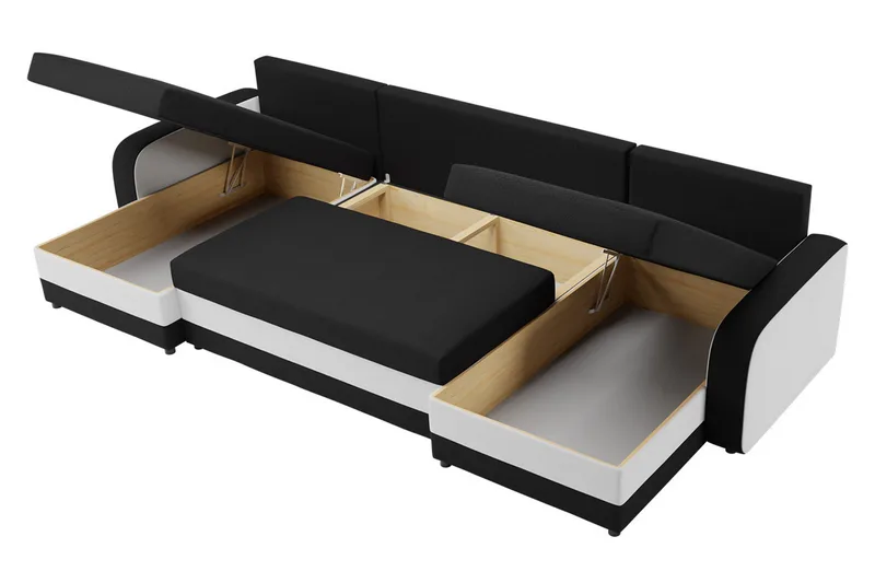 Alvared 4-sits U-formad Bäddsoffa med Förvaring 130x268 cm i Sammet - Mörkgrå - Möbler - Vardagsrum - Bäddsoffor - U bäddsoffa
