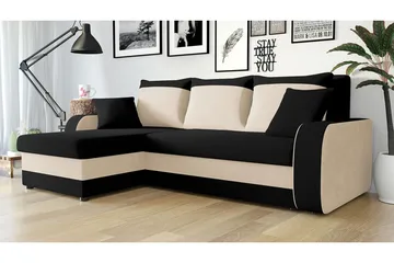 Alvared Djup 3 sits L soffa -Hörnbäddsoffa Universal 230 cm - Beige / Svart / Vit - Möbler - Vardagsrum - Bäddsoffor