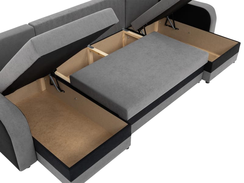 Alvared U-formad 5-sits Bäddsoffa med förvaring - Beige / kräm - Möbler - Vardagsrum - Bäddsoffor - Hörnbäddsoffa