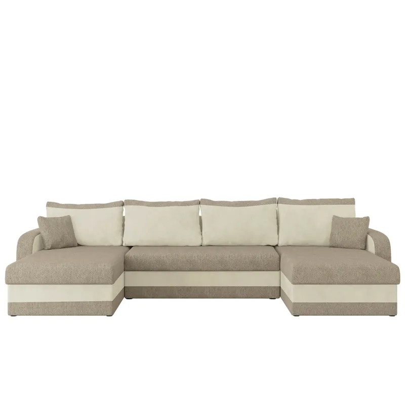 Alvared U-formad 5-sits Bäddsoffa med förvaring, Beige / kräm