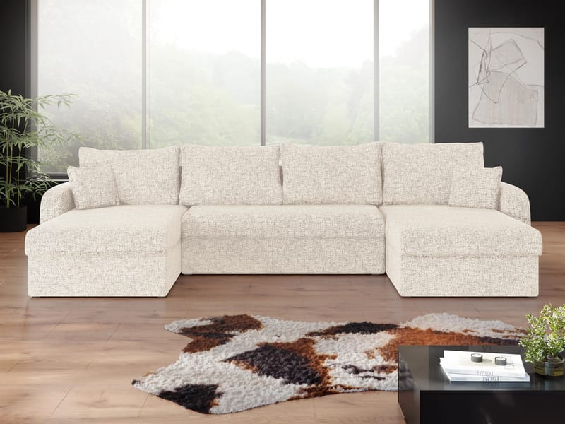 Alvared U-formad 5-sits Bäddsoffa med förvaring - Ljusbeige - Möbler - Vardagsrum - Bäddsoffor - Hörnbäddsoffa