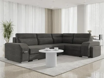 Alvares 4-sits Hörnbäddsoffa med förvaring - Grå - Möbler - Vardagsrum - Bäddsoffor - Hörnbäddsoffa