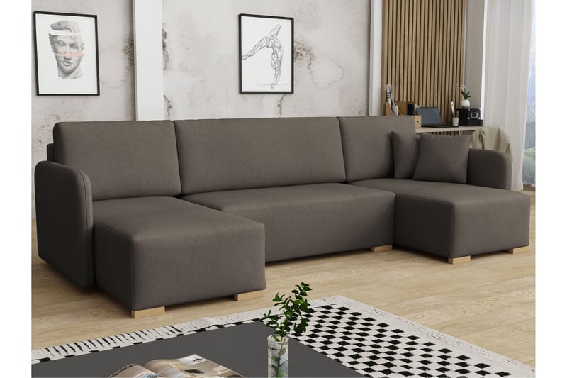 Amelus Bäddsoffa Dubbeldivan 4-sits - Brun - Möbler - Vardagsrum - Bäddsoffor - U bäddsoffa