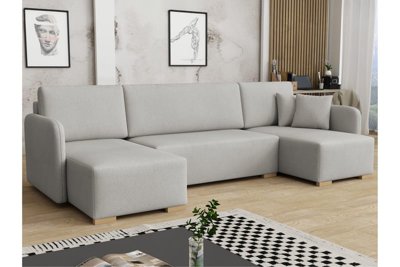 Amelus Bäddsoffa Dubbeldivan 4-sits - Grå - Möbler - Vardagsrum - Bäddsoffor - U bäddsoffa