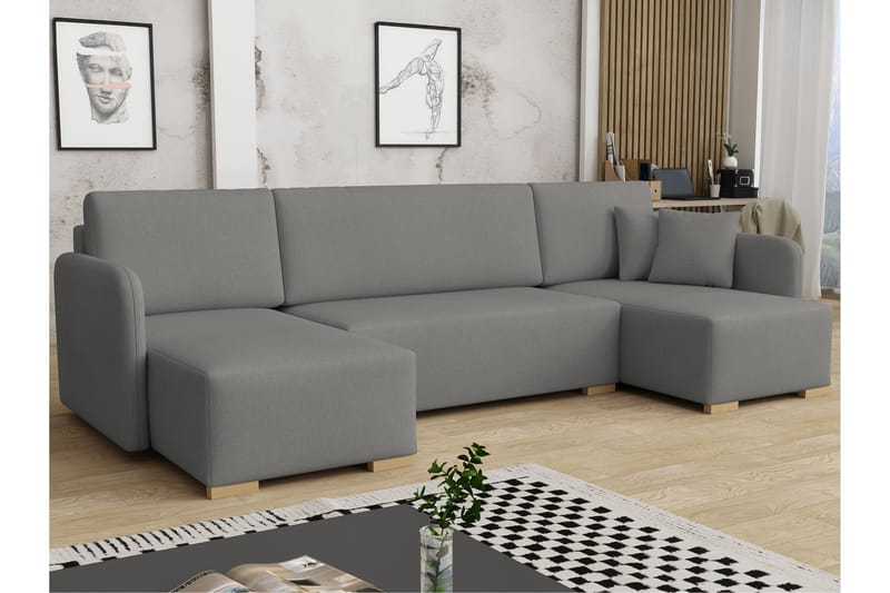 Amelus Bäddsoffa Dubbeldivan 4-sits - Grå - Möbler - Vardagsrum - Bäddsoffor - U bäddsoffa