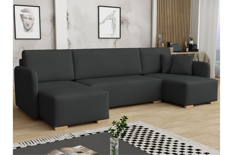 Amelus Bäddsoffa Dubbeldivan 4-sits - Grå - Möbler - Vardagsrum - Bäddsoffor - U bäddsoffa