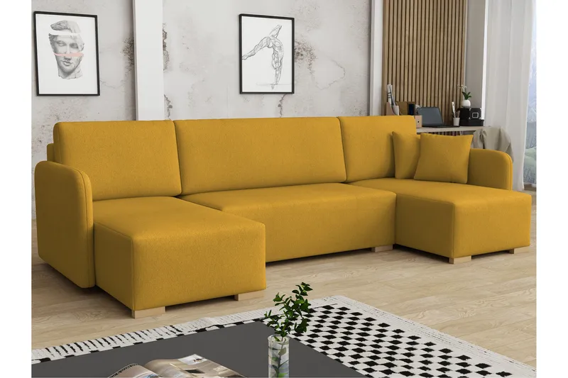Amelus Bäddsoffa Dubbeldivan 4-sits, Gul