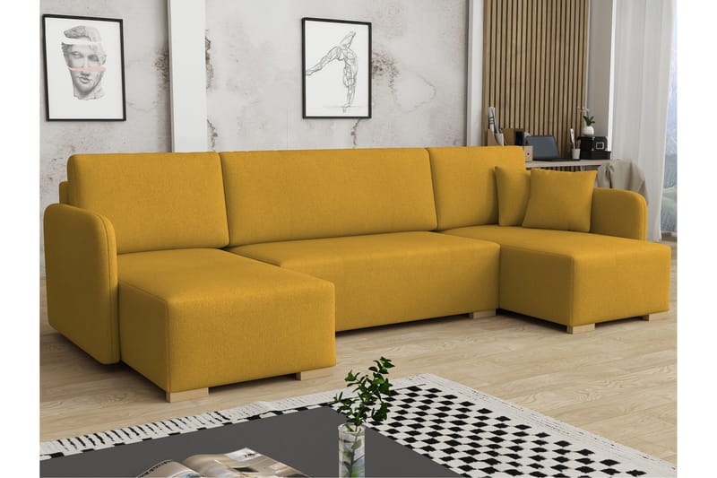 Amelus Bäddsoffa Dubbeldivan 4-sits - Gul - Möbler - Vardagsrum - Bäddsoffor - U bäddsoffa