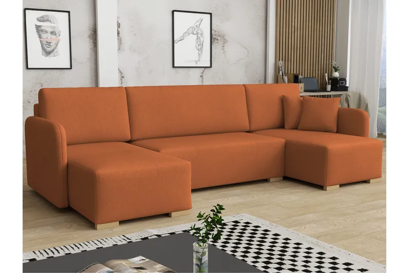Amelus Bäddsoffa Dubbeldivan 4-sits, Orange