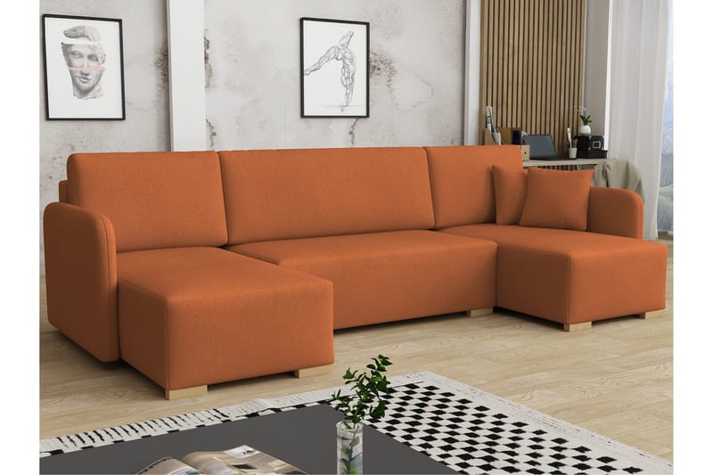 Amelus Bäddsoffa Dubbeldivan 4-sits, Orange