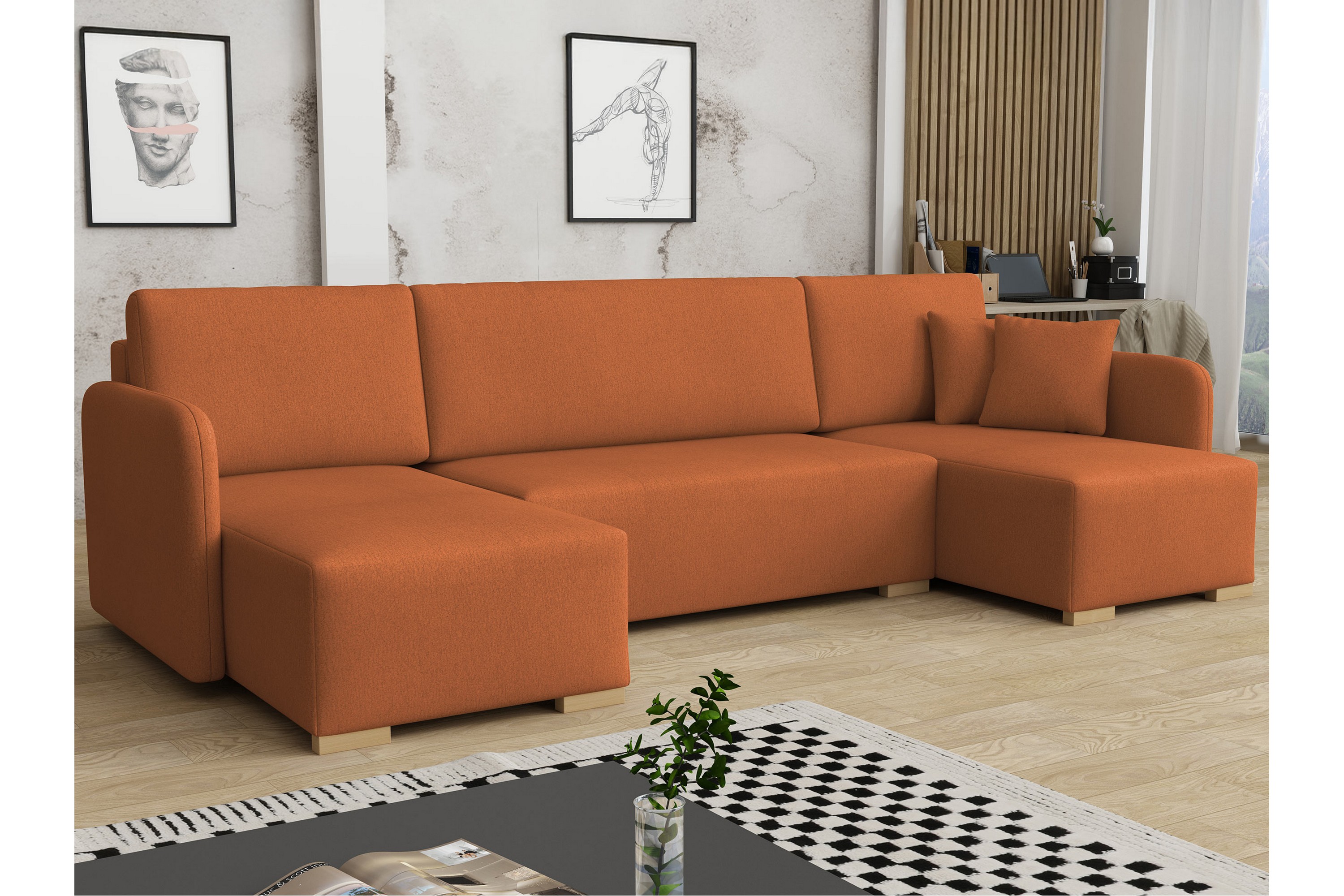 amelus bäddsoffa dubbeldivan 4-sits - orange