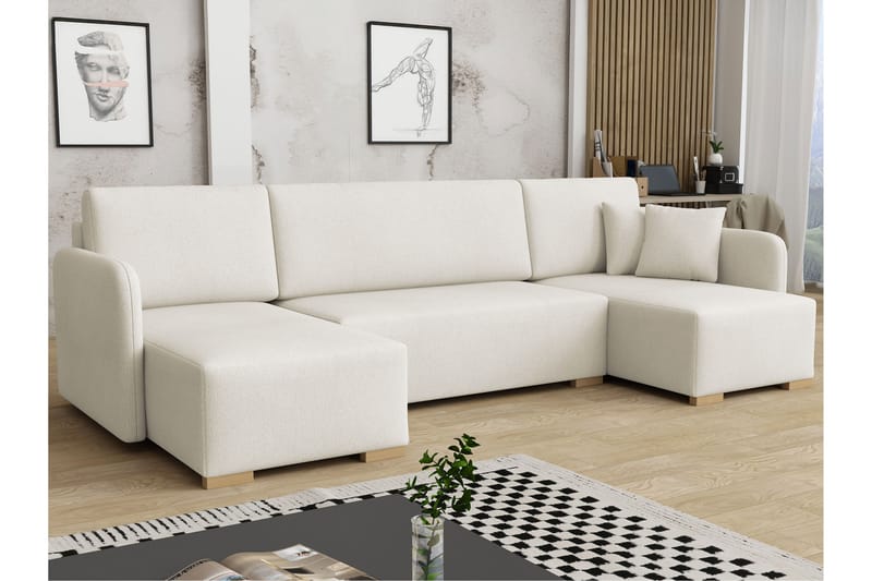 Amelus Bäddsoffa Dubbeldivan 4-sits - Vit - Möbler - Vardagsrum - Bäddsoffor - U bäddsoffa