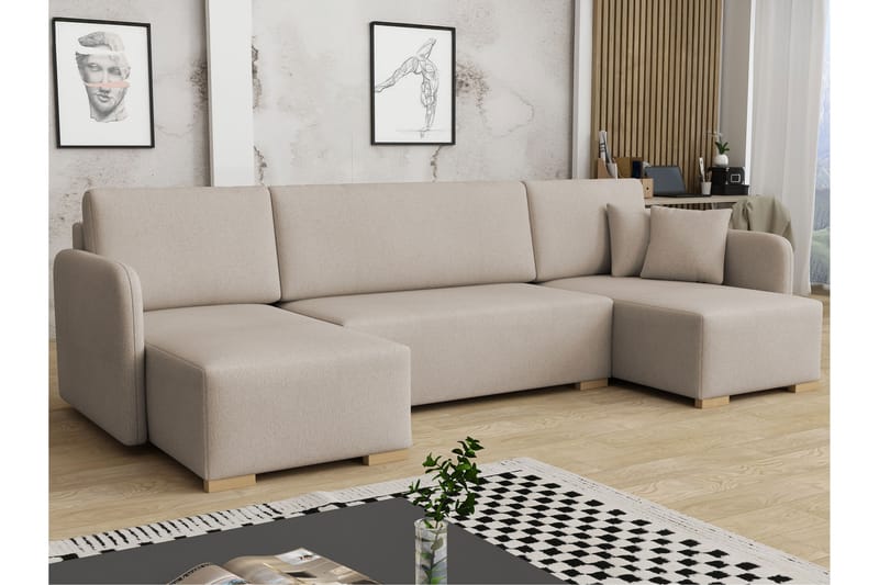 Amelus Bäddsoffa Dubbeldivan 4-sits - Vit - Möbler - Vardagsrum - Bäddsoffor - U bäddsoffa