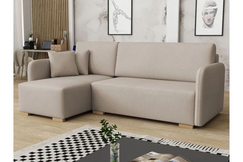 Amelus Bäddsoffa m. Divan 4-sits, Beige