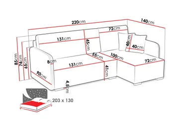 Amelus Bäddsoffa m. Divan 4-sits - Gul - Möbler - Vardagsrum - Bäddsoffor