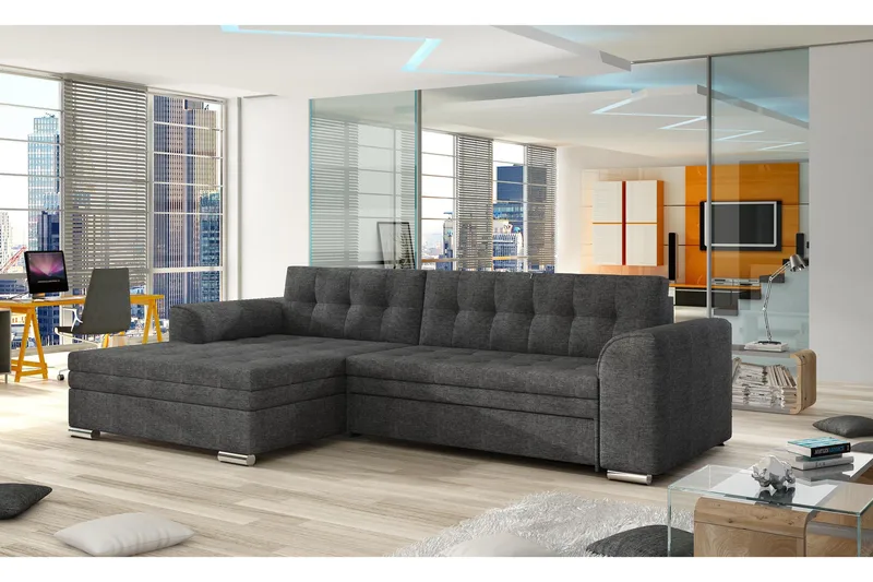 Amerikana Hörnbäddsoffa med Divan, Grå