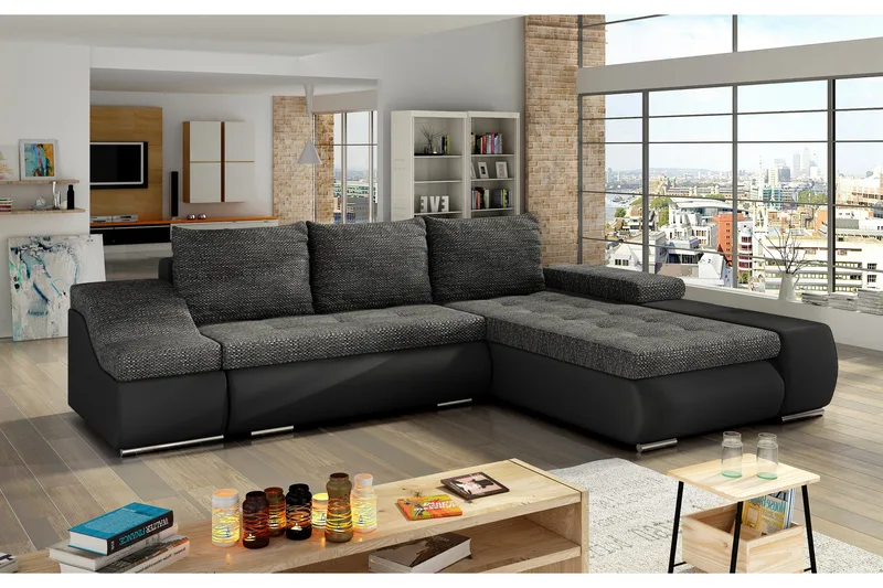 Amieva Bäddsoffa, Grå/Svart