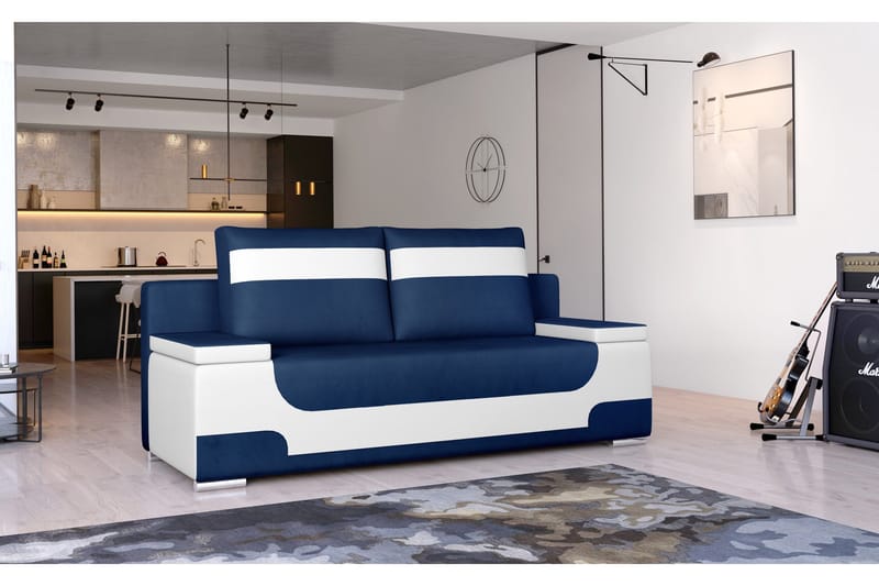 Amiranda 2-sits Bäddsoffa - Blå/Vit - Möbler - Vardagsrum - Bäddsoffor