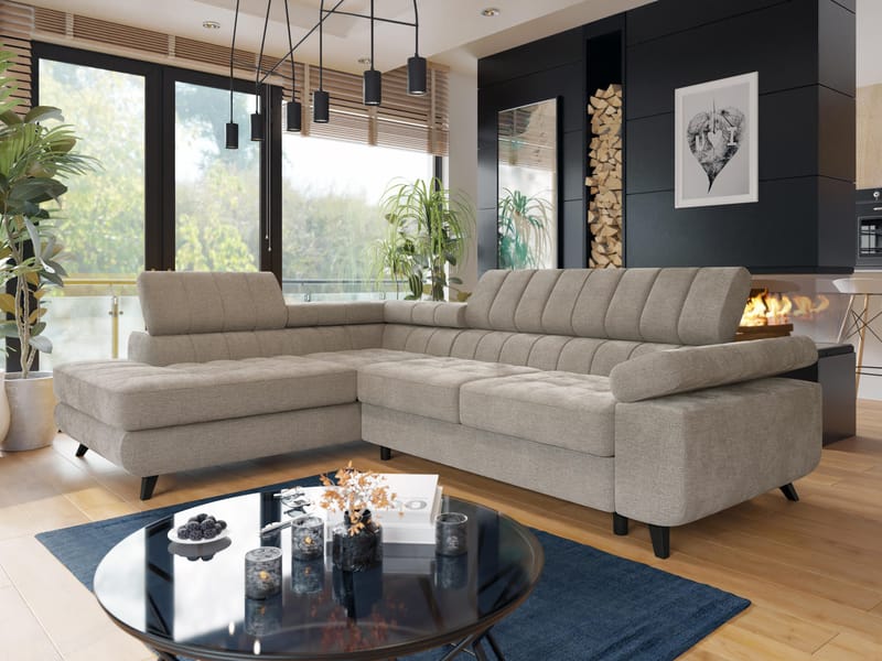 Amshyttan 4-sits Bäddsoffa med Schsälong Vänster - Beige - Möbler - Vardagsrum - Bäddsoffor - Hörnbäddsoffa