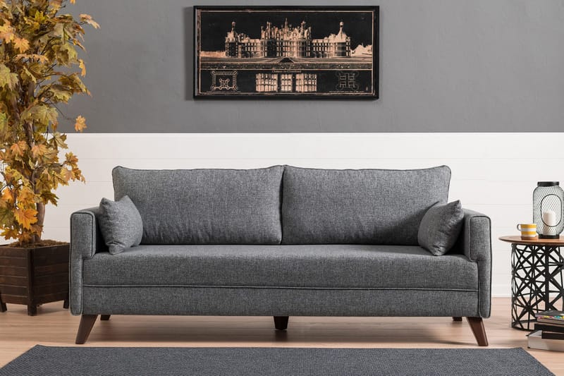 Antigua 3-sits Längsbäddad Bäddsoffa 150x190 cm i Tyg - Grå - Möbler - Vardagsrum - Bäddsoffor
