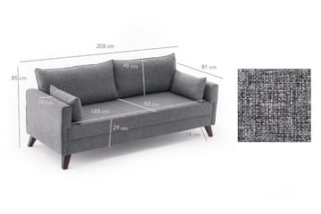 Antigua 3-sits Längsbäddad Bäddsoffa 150x190 cm i Tyg - Grå - Möbler - Vardagsrum - Bäddsoffor