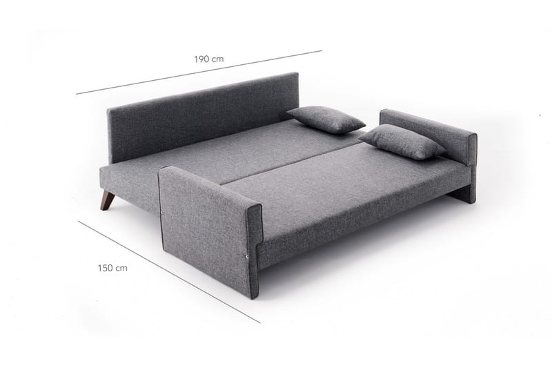Antigua 3-sits Längsbäddad Bäddsoffa 150x190 cm i Tyg - Grå - Möbler - Vardagsrum - Bäddsoffor
