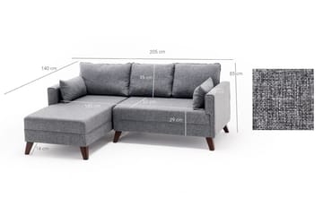 Antigua Divanbäddsoffa Vänster - Grå - Möbler - Vardagsrum - Bäddsoffor - Bäddsoffa divan
