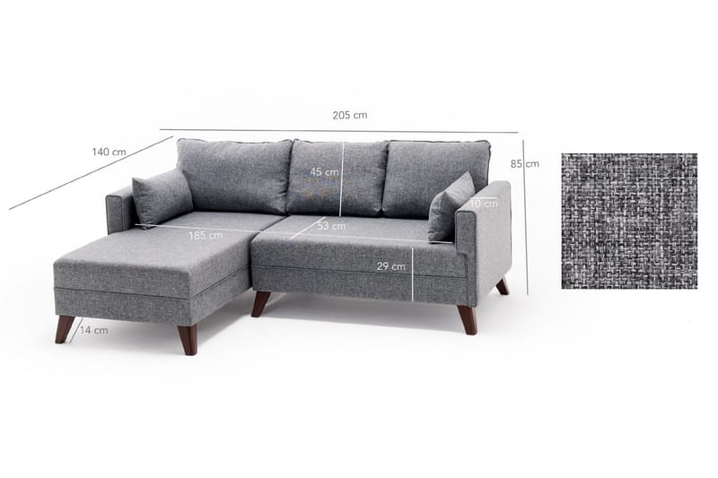 Antigua Divanbäddsoffa Vänster - Grå - Möbler - Vardagsrum - Bäddsoffor - Bäddsoffa divan