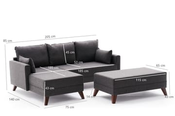 Antigua Mini Bäddsoffa med Divan Vänster - Antracit/Brun - Möbler - Vardagsrum - Bäddsoffor