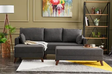 Antigua Mini Bäddsoffa med Divan Vänster - Antracit/Brun - Möbler - Vardagsrum - Bäddsoffor