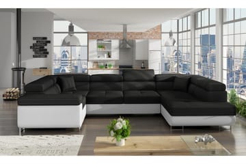 ARANZAZU Hörnbäddsoffa Svart/Vit