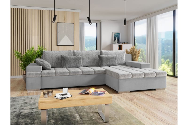 ARETHA 3-sits Bäddsoffa med Divan Höger med Förvaring Sammet - Möbler - Vardagsrum - Bäddsoffor