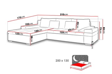 ARETHA Bäddsoffa m. Divan 3-sits L-formad - Rosa - Möbler - Vardagsrum - Bäddsoffor