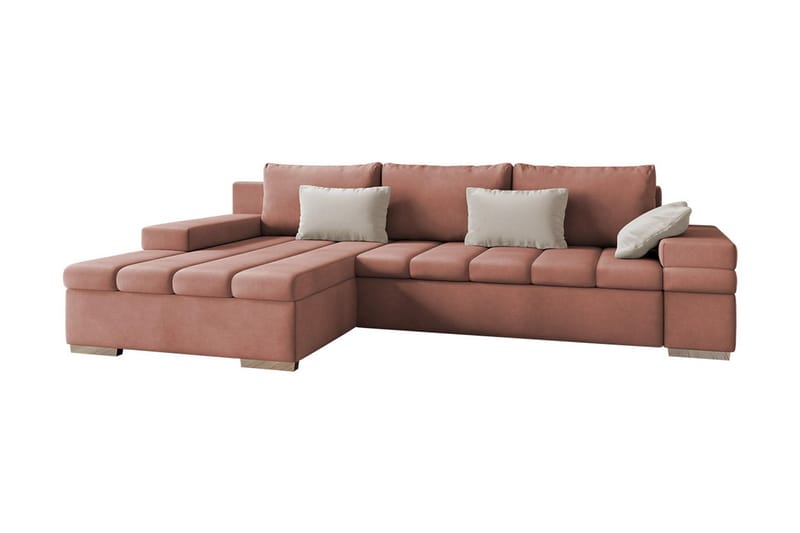 ARETHA Bäddsoffa m. Divan 3-sits L-formad - Rosa - Bäddsoffor - Bäddsoffa divan